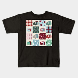 Colourful Winter Patchwork of Vintage Caravans Kids T-Shirt